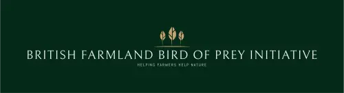 Dark green background with the words British Farmland Bird of Prey Initiative written in on it.